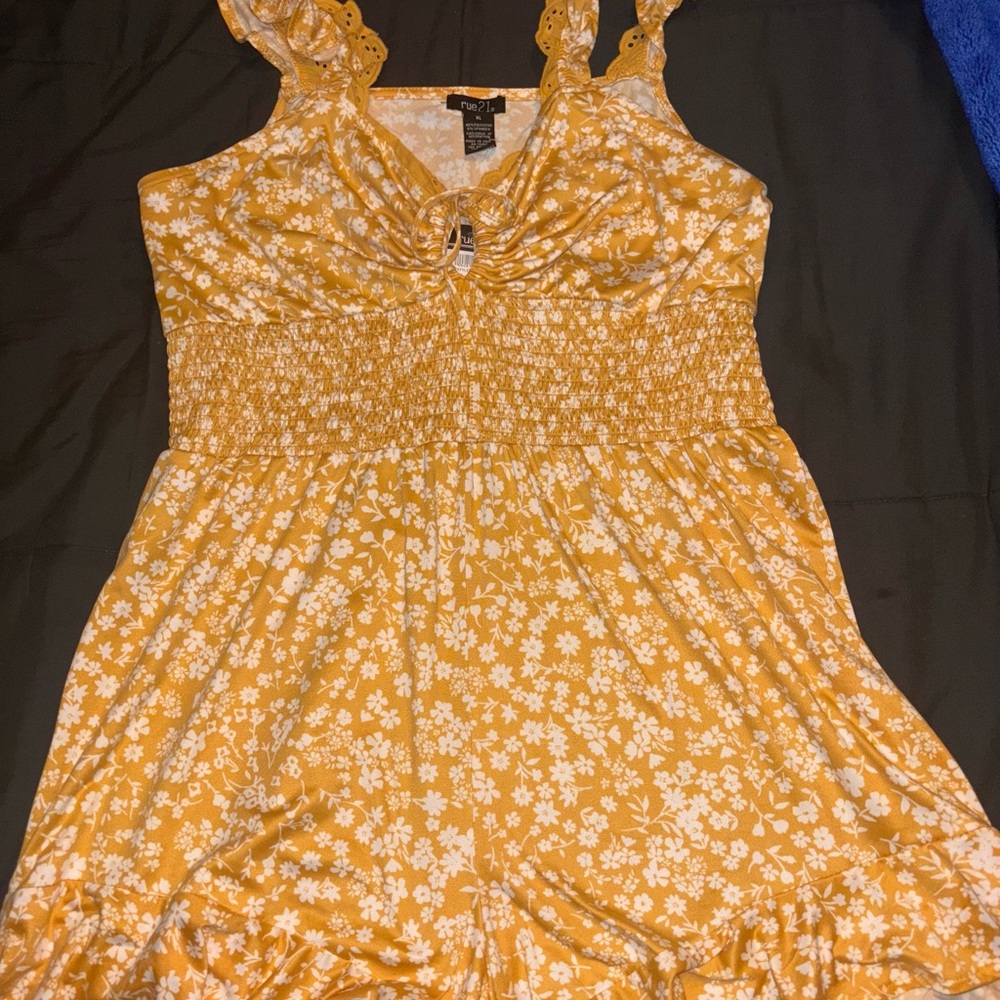 Yellow Floral Sleeveless Romper